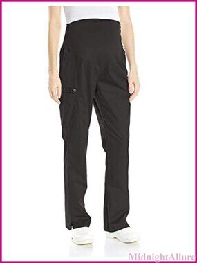 Maternity Cargo Scrub Pants Flare Leg Stretch Pull On Nursing Pants